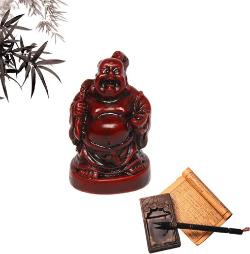 Miniatura 8 de Juego de 6 figuras de Buda sonriente de la suerte feliz de Buda, 1 pulgada, color rojo