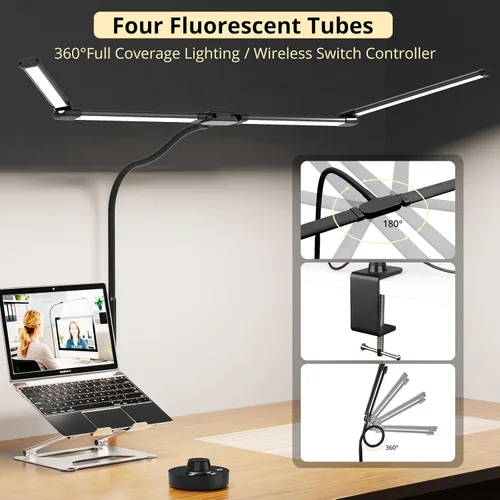 Miniatura 4 de Lámpara de escritorio, lámparas de escritorio con abrazadera para el hogar y la oficina, lámpara de mesa de cuello flexible de 24 W, lámpara