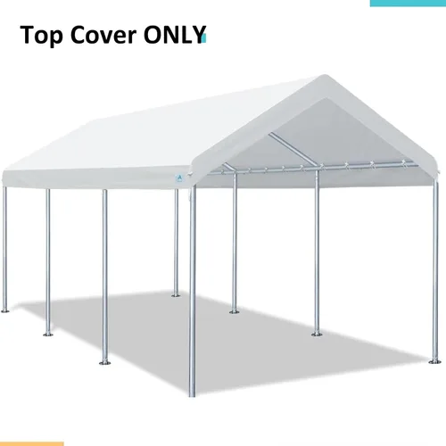 Miniatura 2 de Cubierta de Repuesto Mejorada para Toldo de Cochera para Carpa de Auto de 10' x 20' Cubierta Superior de Refugio de Garaje Lona con Cuerdas