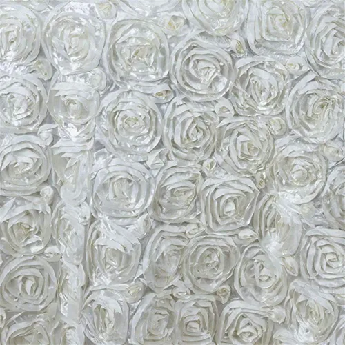 Miniatura 2 de Mantel de satén 3D con rosetas elevadas para fiestas, camino de mesa para bodas, fiestas, comedor, mantelería, manteles redondos de 47 pulgadas