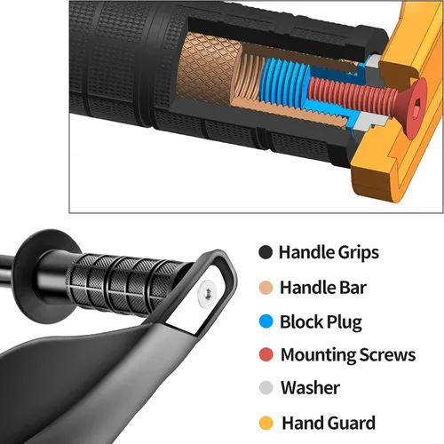 Miniatura 2 de RUTU - Kit universal de 7/8" CNC para manillar y protectores de motocicleta con empuñaduras, almohadilla para el pecho, abrazadera