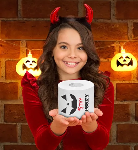 Miniatura 7 de Printed TP Halloween Stay Spooky - Papel higiénico impreso para regalo de broma, rollo de papel higiénico aterrador para sorpresa, broma, divertido
