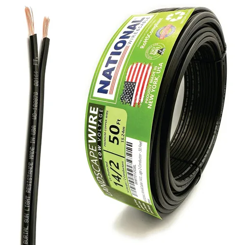 NATIONAL Wire&Cable Alambre de cobre para iluminación de paisaje de bajo voltaje 14/2, fabricado en Estados Unidos, calibre 14, 2 conductores, 50