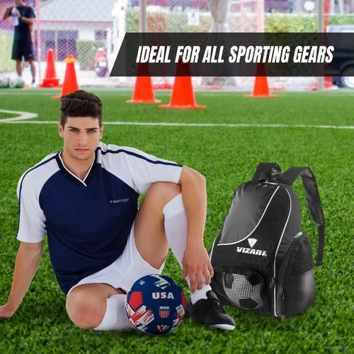 Miniatura 9 de Mochila de fútbol Solano de Vizari con compartimento para balón, bolsillo ventilado para balón y bolsillos de carga laterales de malla para adultos