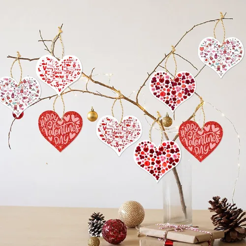 Miniatura 5 de Cartel de Feliz Día de Galentinos con purpurina roja, decoraciones de papel de fieltro, guirnalda de corazón, accesorios de fotos para decoración