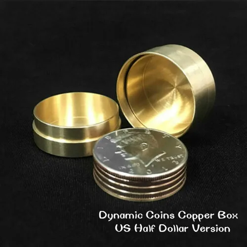 Miniatura 2 de Enjoyer Monedas dinámicas Caja de cobre (versión de medio dólar de EE. UU.) Trucos de magia Moneda Gimmick Monedas que desaparecen Moneda mágica