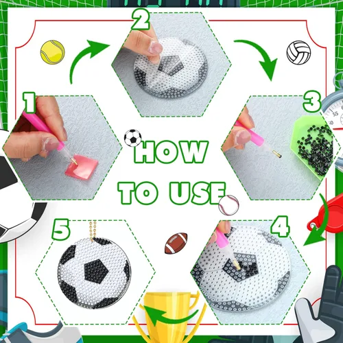 Miniatura 4 de Tudomro 24 llaveros de diamantes de Navidad para decoración con llaveros para manualidades 2024, Balón, Pequeño