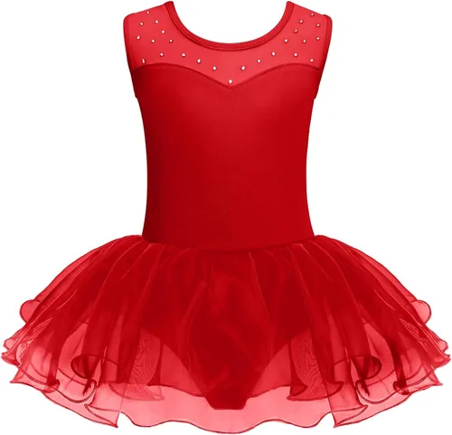 Miniatura 11 de Zaclotre Leotardo de Ballet para Niñas con Espumas Brillantes Sin Mangas de Malla, Vestido de Baile, Tutú, Traje de Bailarina para Niños
