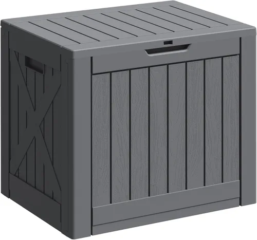 Miniatura 17 de Greesum Caja de resina de 31 galones para todo tipo de clima, cajas de almacenamiento al aire libre para juegos de muebles de patio, juguetes al