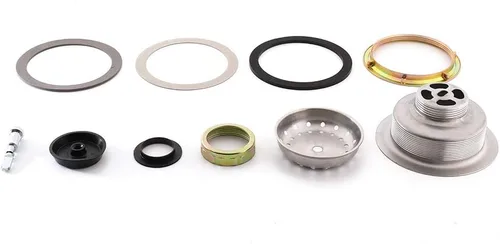 Miniatura 5 de KONE Conjunto de drenaje de fregadero de cocina de 3-1/2 pulgadas con cesta colador/tapón de drenaje, kit de drenaje de fregadero de acero Plateado