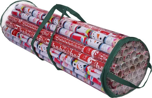 Miniatura 9 de ProPik - Bolsa organizadora de papel para regalo, almacena hasta 25 rollos de 40 pulgadas, poliéster resistente y bolsa transparente de PVC con asas