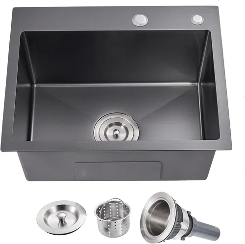 Miniatura 21 de Fregadero de cocina empotrable cepillado de 22 pulgadas, Fregadero de preparación de barra de cocina de montaje superior de acero inoxidable SUS304
