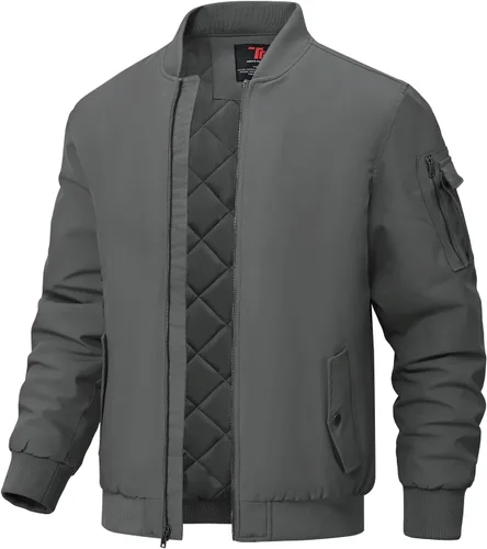 Miniatura 9 de BGOWATU - Chaqueta para hombre, impermeable, acolchada, tipo bomber, casual, para otoño e invierno, cálida y acolchada