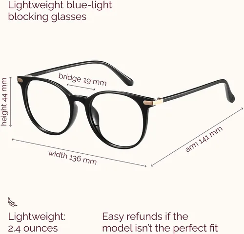 Miniatura 3 de Gaoye GY1688 - Paquete de 2 lentes de bloqueo de luz azul, marco redondo retro, antifatiga ocular, lentes para computadora para mujeres y hombres