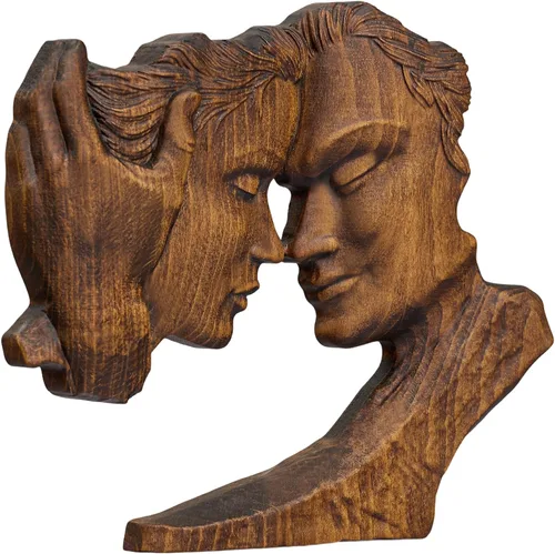 BGCOPPER Estatua de madera para pareja, esculturas abstractas de pareja para decoración del hogar, regalo de mujer para aniversario, boda (8