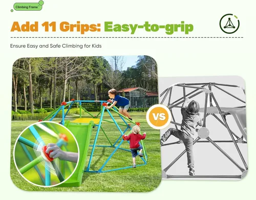 Miniatura 5 de Zupapa Cúpula de escalada con tobogán, capacidad máxima de carga 440 libras, barra de mono de gimnasio de jungla de 8 pies para el patio trasero