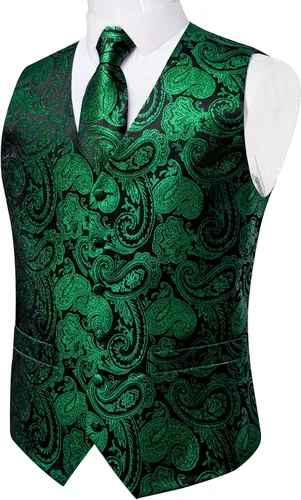 Miniatura 2 de DiBanGu Conjunto de chaleco de cachemira y corbata para hombre con gemelos cuadrados para esmoquin