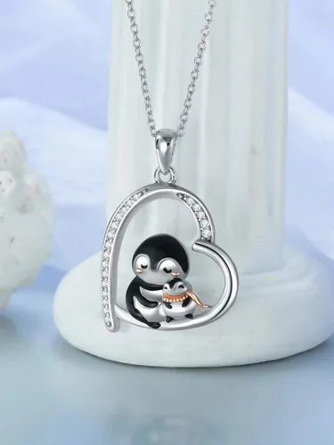 Miniatura 4 de POTOPYY Collar de rana, pingüino, elefante, panda, zorro, abeja, regalo para mujer, plata de ley S925, lindo colgante de animales, joyería
