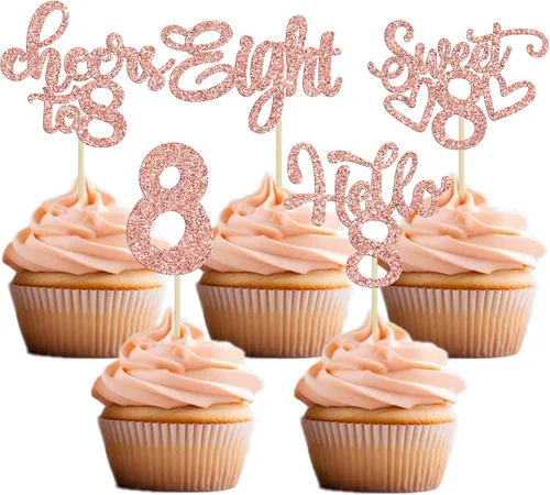 Miniatura 37 de 30 piezas Adornos para pastel de cumpleaños de 6 años, seis brillos, hola 6, púas para cupcakes, felicitaciones a los 6 años, decoraciones
