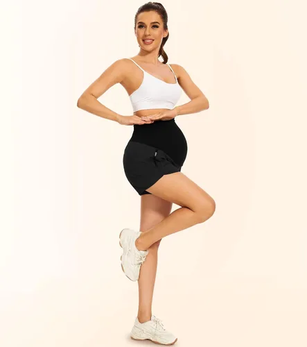 Miniatura 4 de PACBREEZE Pantalones cortos de maternidad para mujer, de secado rápido, con bolsillos con cremallera
