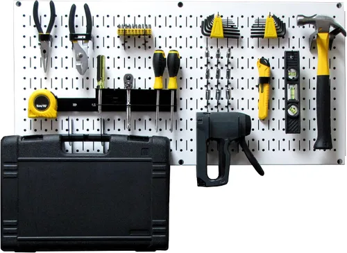 Miniatura 13 de Wall Control Sistema modular de organizador de herramientas de tablero perforado, unidad de almacenamiento de herramientas de metal montado