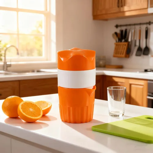 Miniatura 5 de Exprimidor de naranja, exprimidor de mano exprimidor de cítricos, tapa manual, rotación, prensa escariador para limón, lima, pomelo con colador