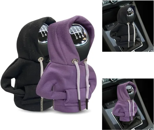 Miniatura 16 de JOYCOURT 2 fundas para palanca de cambios de automóvil, sudadera con capucha cálida y a la moda, perilla de cambio de automóvil, decoración de rojo