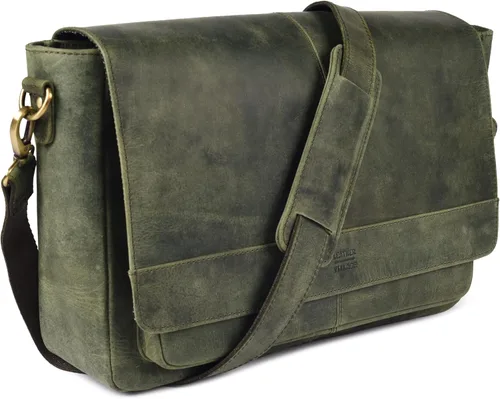 Miniatura 10 de LEATHER VILLAGE Bolso Mensajero de Cuero Vintage–Morral Hecho a Mano de 15.5" para Hombres y Mujeres– Bolso de Hombro para Oficina, Viajes y Uso