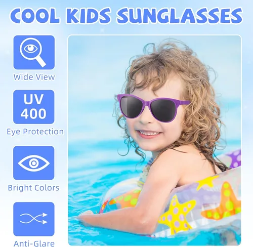 Miniatura 4 de Kathfly Gafas de sol neón para niños, 9 colores, novedosas gafas de sol estilo 80, regalos de fiesta de verano para niños y niñas