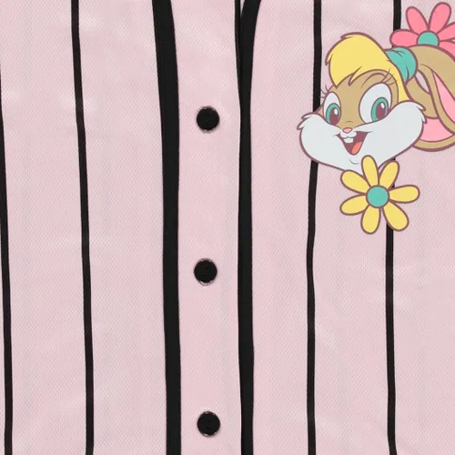 Miniatura 5 de Looney Tunes Camiseta de béisbol para mujer, camiseta de béisbol con botones de malla Lola Bunny, Tweety, Bugs and Taz