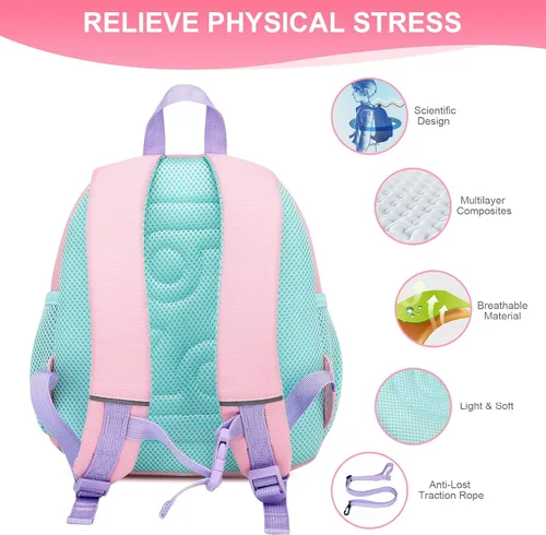 Miniatura 5 de Mochila pequeña para niñas y niños, mochila para perschool con correa para el pecho, dibujos animados 3D, Unicornio, Linda mini mochila para niñas