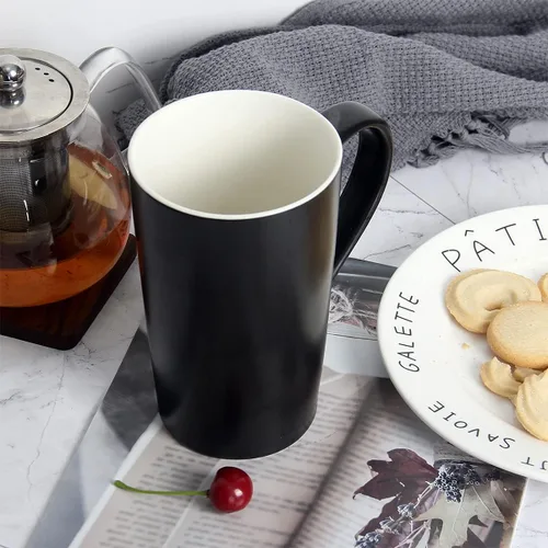 Miniatura 3 de Taza de Café de 20 Onzas Extra Grande, M007, Taza Alta Grande de Cerámica Lisa para Café con Leche, Capuchino y Té con Asa para Papá, Hombres