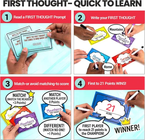 Miniatura 3 de FIRST THOUGHT Juego de mesa familiar El divertido juego de fiesta de pensamiento rápido Juego de mesa familiar Ideal para noches de juego