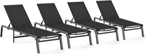 Miniatura 21 de Tumbona de Aluminio para Exteriores - Silla de Descanso Plegable y de Montaje Libre para Exteriores con 5 Respaldos Ajustables, Silla de Patio