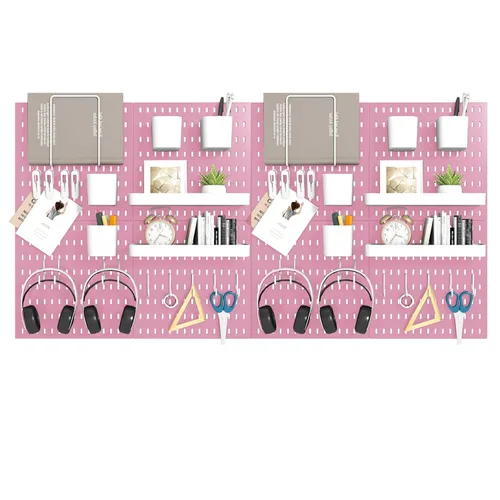 Miniatura 8 de Kit de combinación de tablero de clavijas, 4 tableros de clavijas con 20 accesorios, organizador de pared de tablero de clavijas para oficina, Blanco