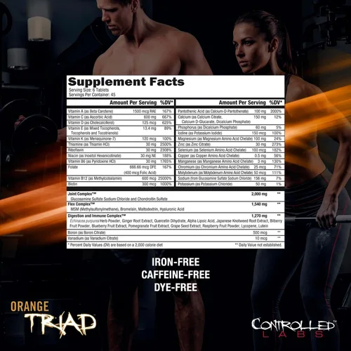 Miniatura 2 de CONTROLLED LABS Orange Triad - Multivitamínico diario, suplemento deportivo sin hierro para entrenamiento, digestión, sistema inmunológico