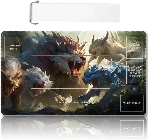 Miniatura 43 de Tapete de Juego MTG Premium Cosido con Zonas y Respaldo de Goma Antideslizante - Tapete de Juego TCG para MTG y Otros Juegos de Cartas - Diseño Dkt