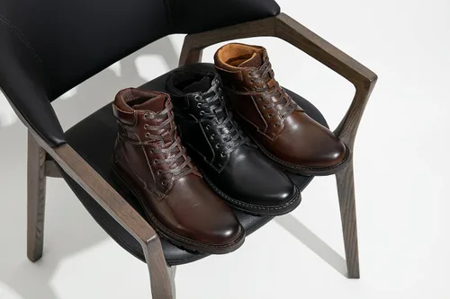 Miniatura 5 de Jousen Botas de cuero casuales para hombre, botas de vestir Chukka de moda para hombre