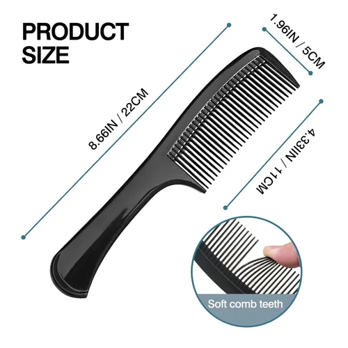 Miniatura 4 de Juego de 3 peines de dientes anchos, peine desenredante y peinado, con agarre ergonómico para cabello medio y grueso, estilo salón, para hombres