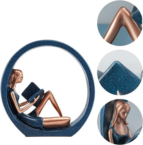Miniatura 3 de EKDJKK Estatuilla de resina leyendo un libro, estantería de yoga para niña, decoración estética, escultura, pieza de acento, esculturas artísticas