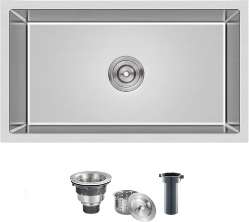 Miniatura 11 de Fregadero de cocina de 20 pulgadas, acero inoxidable SUS304 hecho a mano, fregadero de cocina con colador de fregadero (cepillado), 20 x 16 x 9