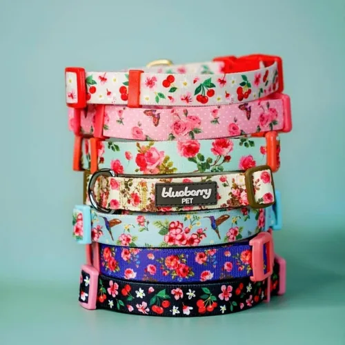 Miniatura 3 de Collar para Perro Blueberry Pet - Collar Floral Rosa Rosa Bebé para Cachorros, Collares Ajustables para Perros Pequeños, Collar para Perro Pequeño