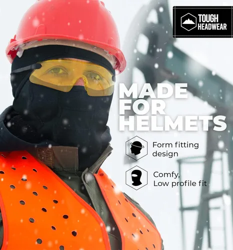 Miniatura 7 de Tough Headwear Máscara de esquí para mujeres y hombres – Pasamontañas – Cubierta térmica de invierno Shiesty – Equipo de clima frío para esquí Negro