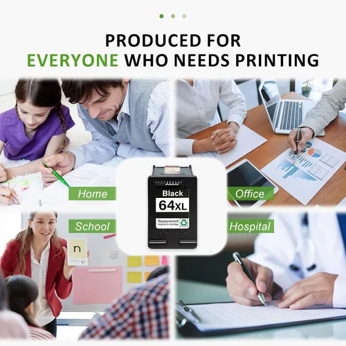 Miniatura 6 de 64XL - Cartuchos de tinta negros de alto rendimiento para 64XL, repuesto compatible con HP Envy Photo 7800 7855 7858 7155 7120 7158 7100 7164 6200