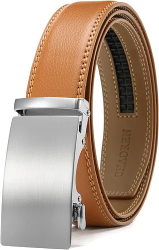 Miniatura 20 de CHAOREN - Cinturón para hombre - Cinturón de trinquete de cuero de 1 3/8 pulgadas para pantalones de vestir - Cinturón micro ajustable que se adapta