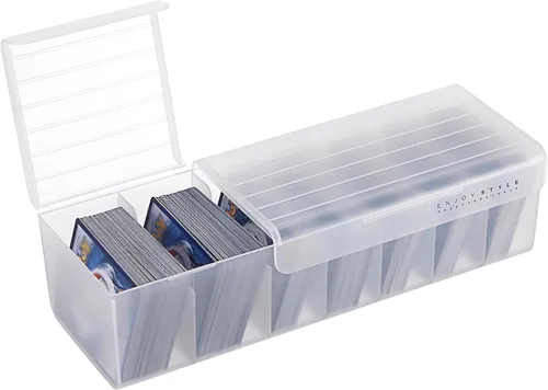 OwnMy Caja de almacenamiento de plástico para tarjetas comerciales, caja de almacenamiento transparente para tarjetas de intercambio de juegos, Verde