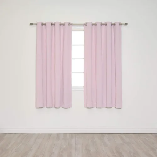 Miniatura 2 de Best Home Fashion Cortinas opacas con aislamiento térmico, ojales de acero inoxidable y níquel, color rosa bebé, 52 pulgadas de ancho x 63 pulgadas