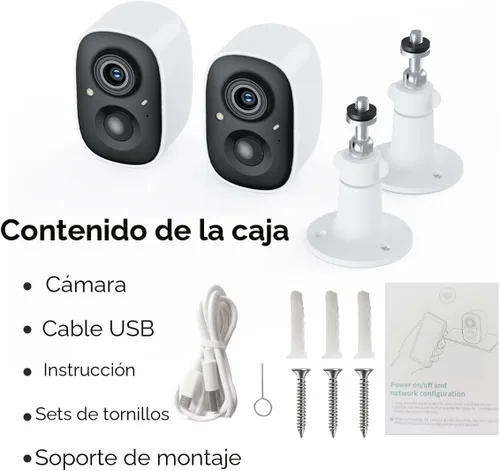 Miniatura 9 de GMK Cámaras de seguridad inalámbricas para exteriores, visión nocturna a color 2K, detección de movimiento AI, conversación de 2 vías, funciona