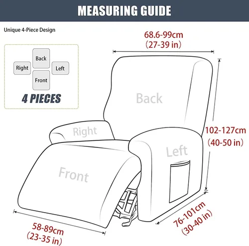 Miniatura 6 de Fundas de terciopelo para sillas reclinables, fundas suaves para sillas reclinables, fundas lavables para sofá reclinable con bolsillo lateral