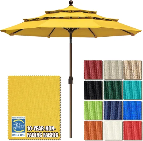 Miniatura 27 de EliteShade USA Sombrilla de Mercado de 10 Años Sin Decoloración de 9 Pies 3 Niveles Sombrilla de Patio Sombrilla de Mesa para Exteriores con Beige